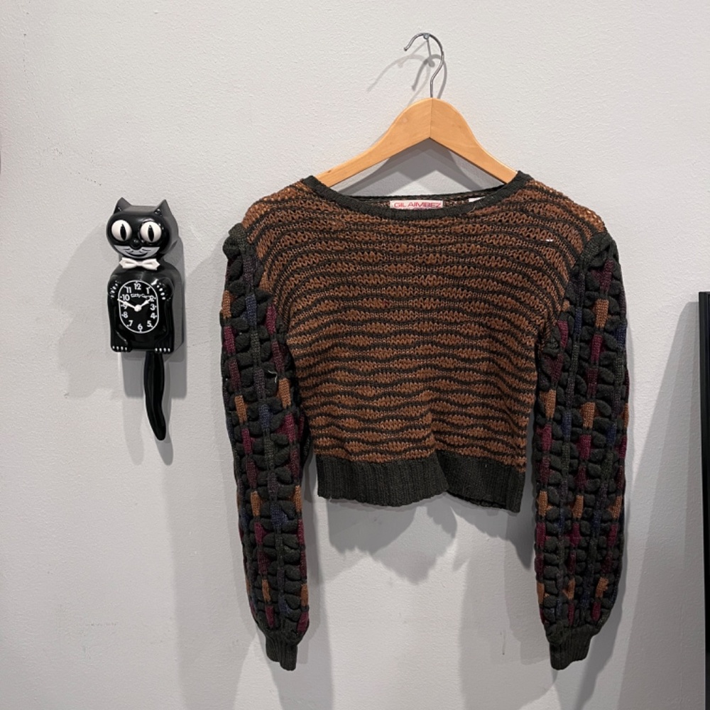 GIL AIMBEZ FOR STATIC-  Vintage Cosby 3D Cable Knit Puff Sleeve Sweater